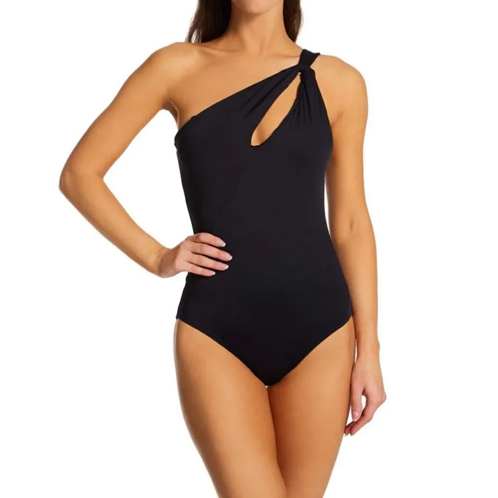 Carmen Marc Valvo Women's Twisted Tides One Shoulder Cut Out One Piece S…